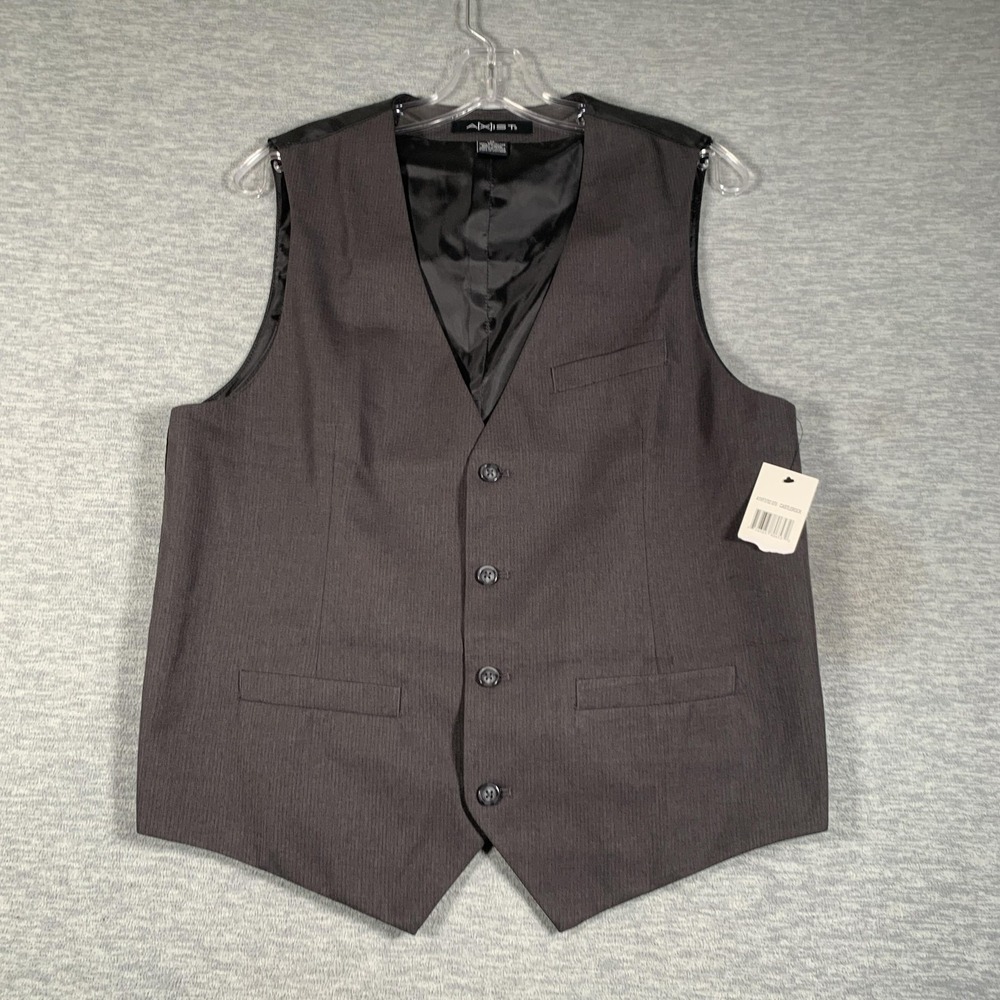 AXIST Suit Vest Mens Medium Gray Pinstripe Belted Back 3 Piece Formal Wedding